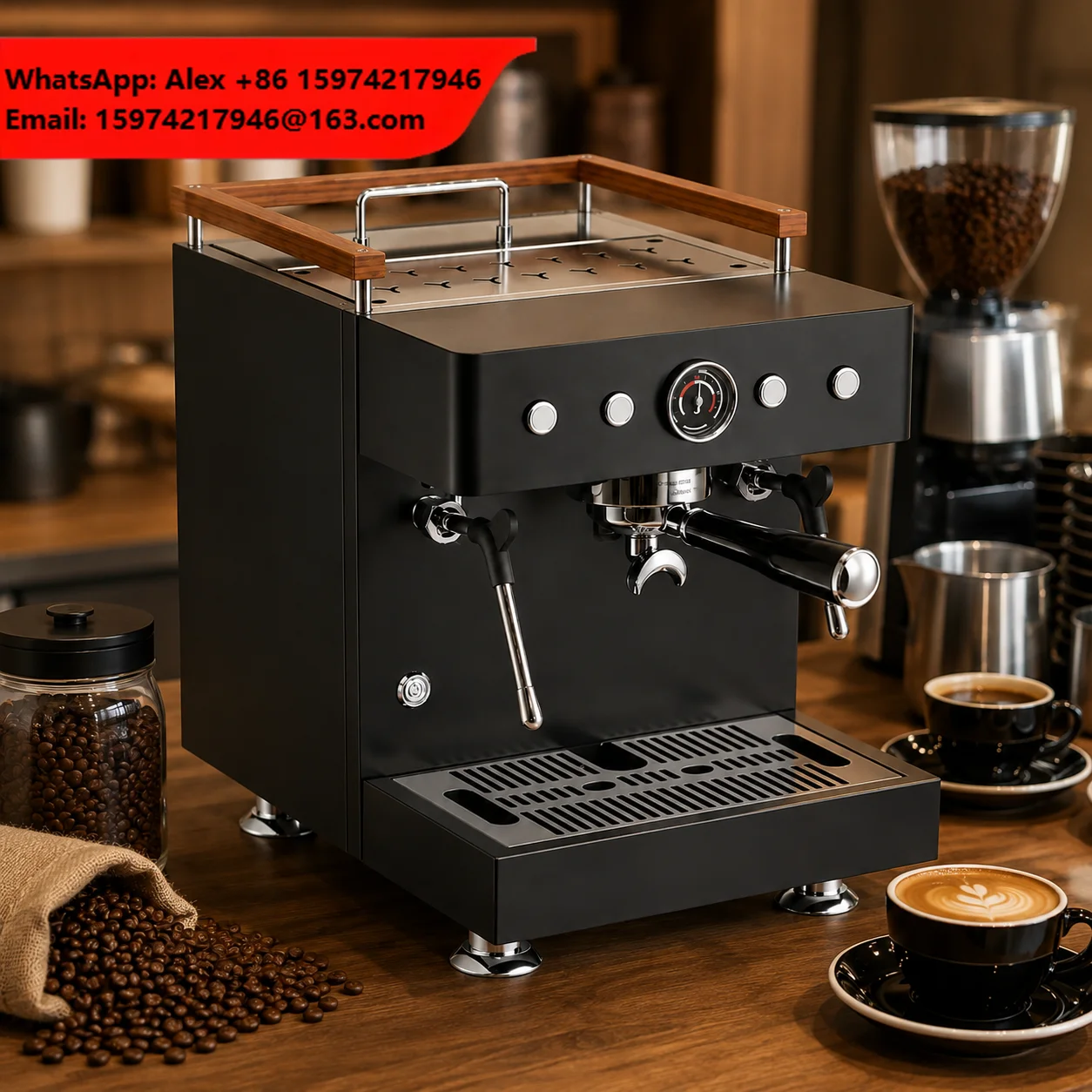 1 Group 1370W ULKA Pump Home Commercial Barista Electric Semi-Automatic Coffee Machine For Cars Hotel Use
