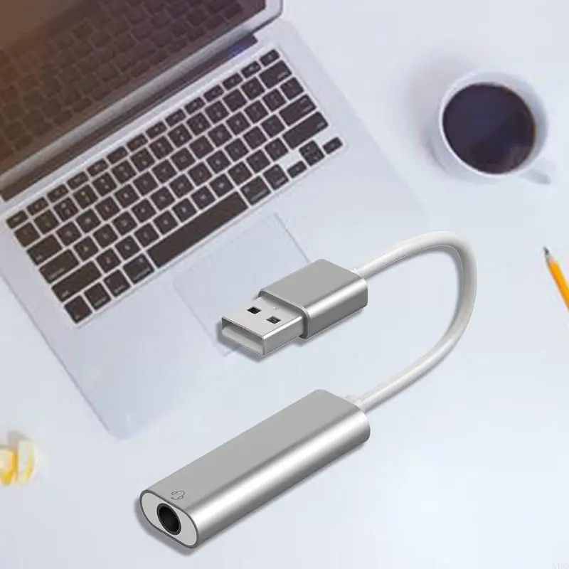 1 PC Computer Sound Card USB Type-C to 3.5 mm Stereo Headphone Port Adapter