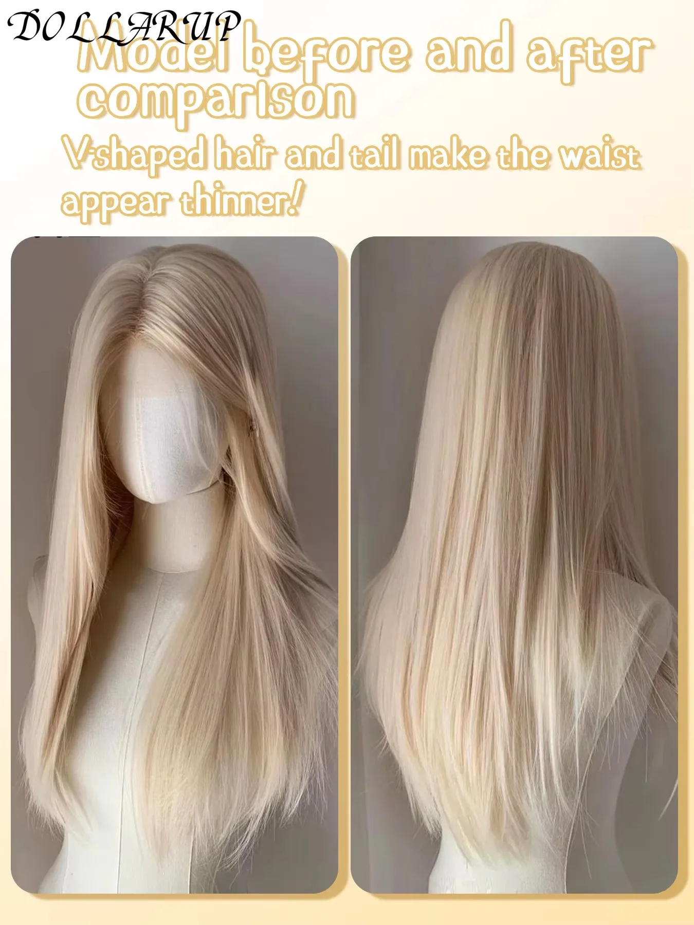 JKL شعر مستعار أشقر مستقيم الاصطناعية الدانتيل شعر مستعار أمامي طويل شقراء الشعر الاصطناعية الدانتيل الباروكات للنساء البلاتين الأبيض شقراء #3