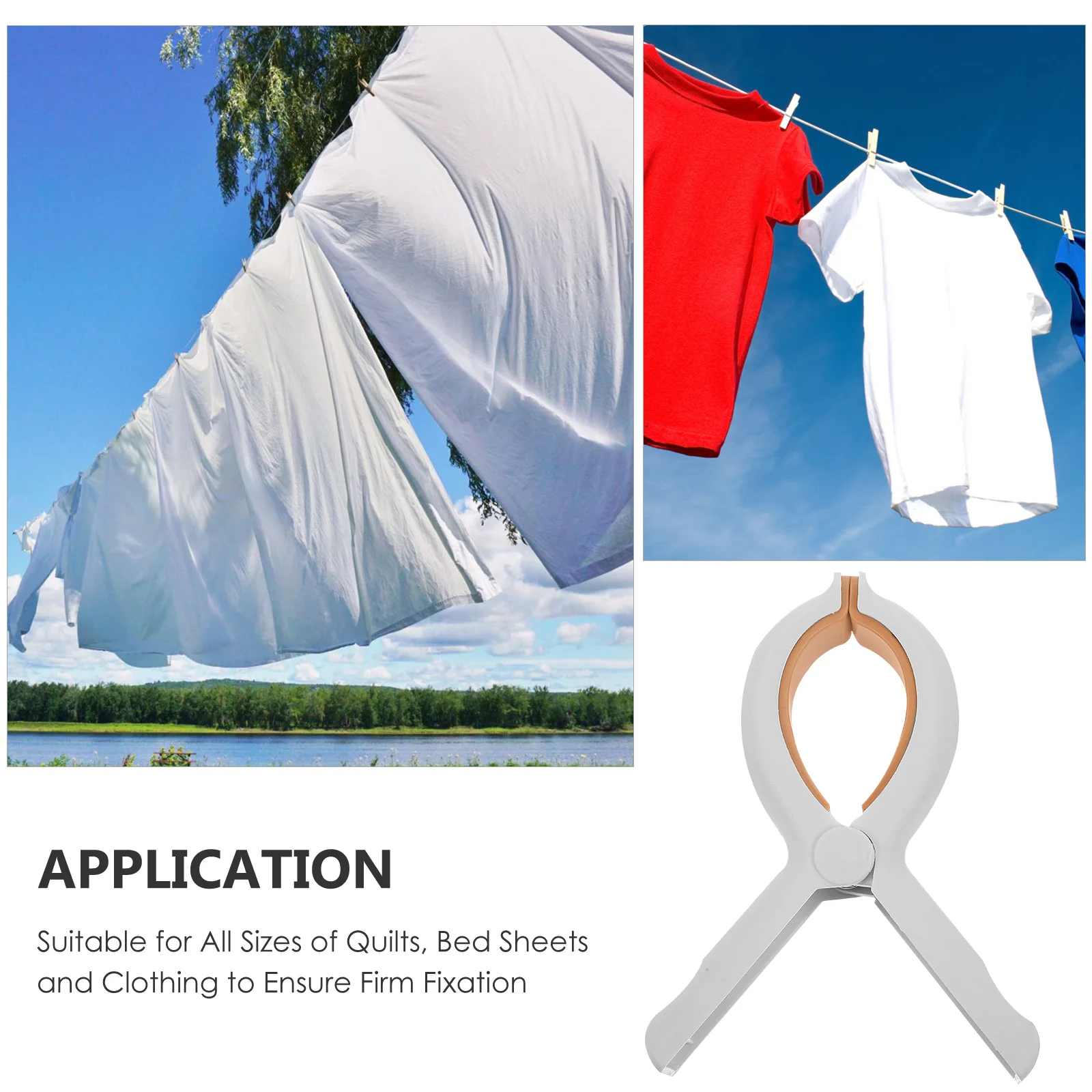 

2pcs Windproof Clothespins Large Heavy Duty Plastic Quilt Clamps Non Laundry Clips for Blankets Beach Towels Household