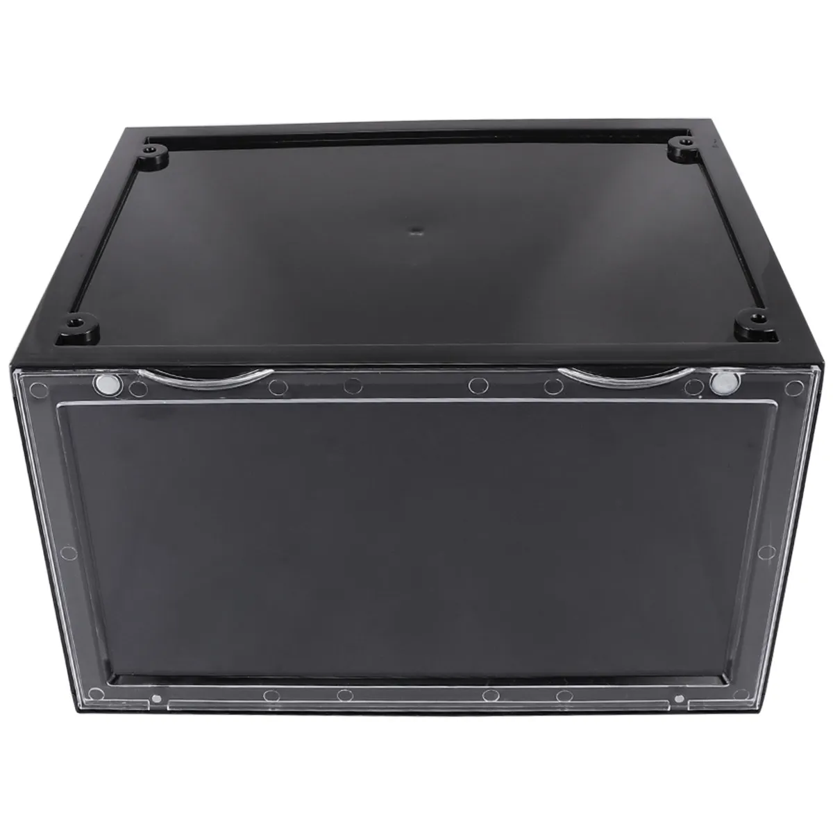 1Pcs Shoes Storage Box Black Side Opening Magnetic Dustproof Display Organizer Container for Sneakers Heels Boots Multi-Purpose