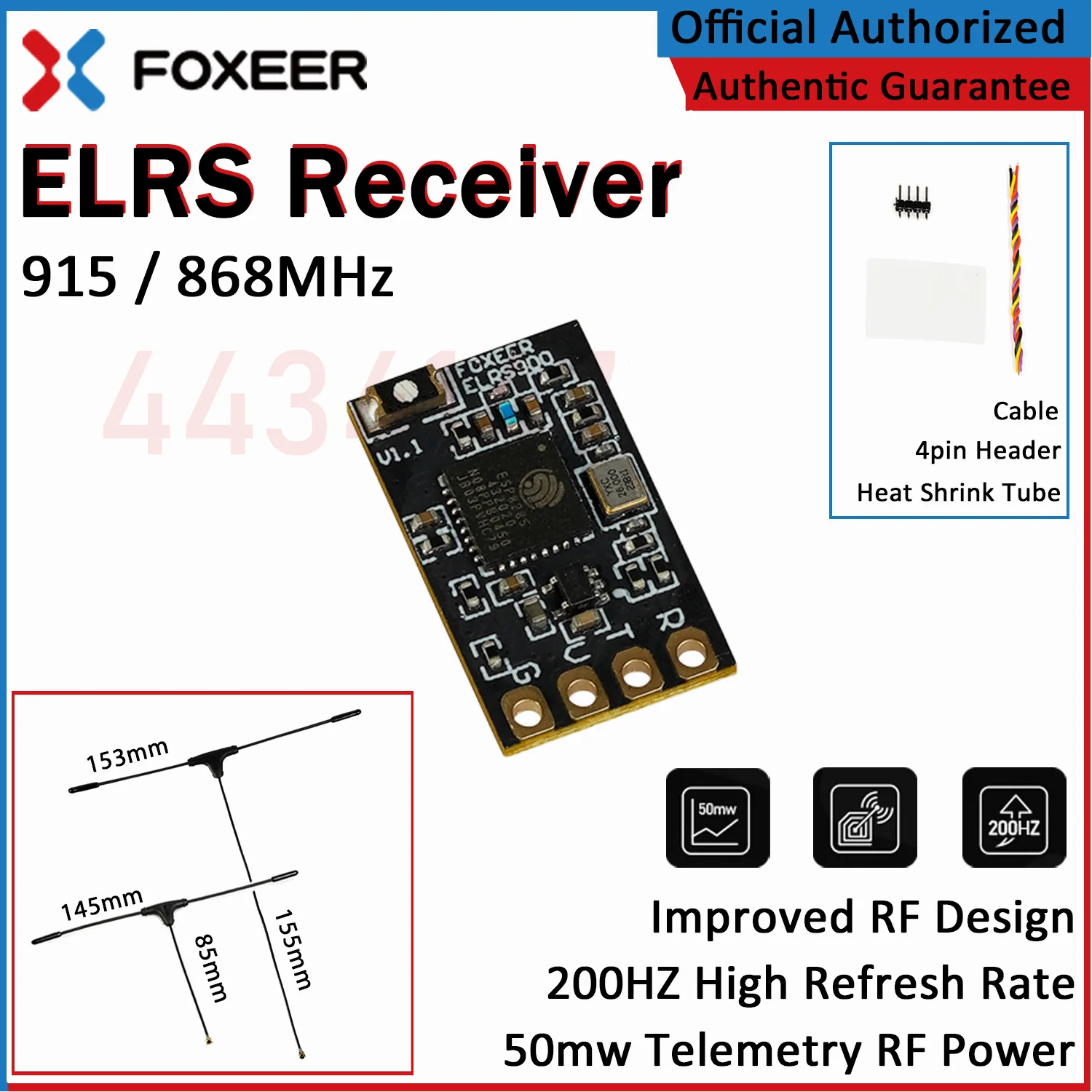 

Приемник Foxeer ELRS 915 м/868 МГц CRSF ESP8285 SX1276 50 мВт, передача с T-антенной Ufl для радиоуправляемого FPV гоночного дрона