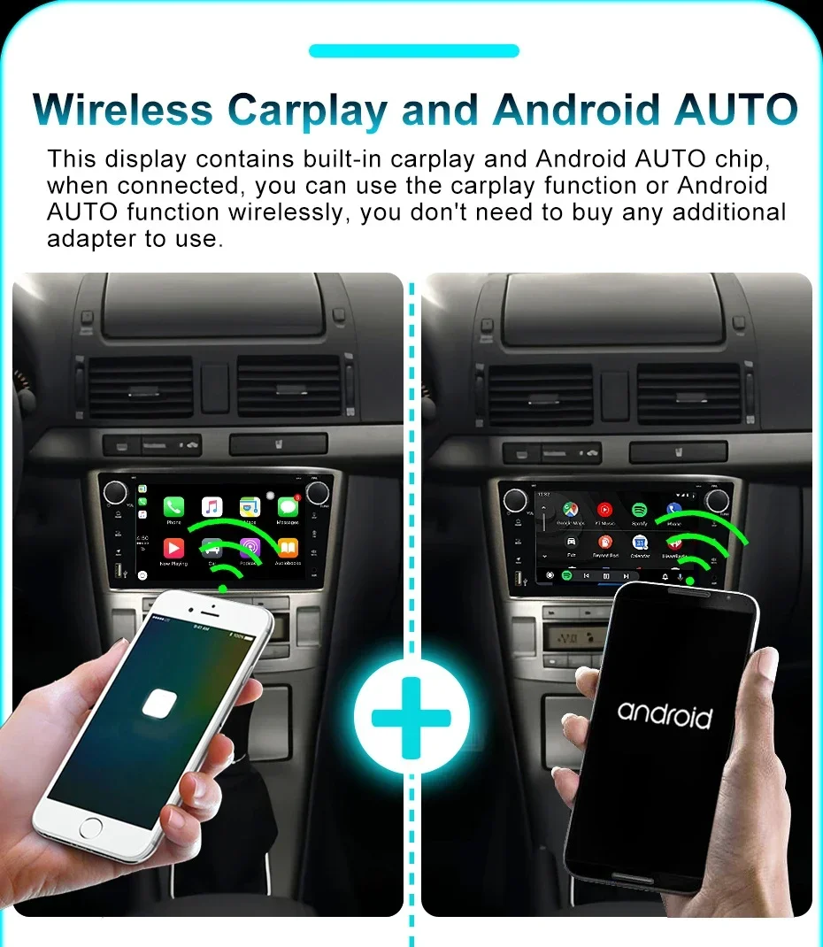 8-Kern Android 15 Kabelloses CarPlay Autoradio Stereo für Toyota Avensis T25 2002-2008 Autoradio 7'' Multimedia-Bildschirm-Player 2 DIN – Detail 8