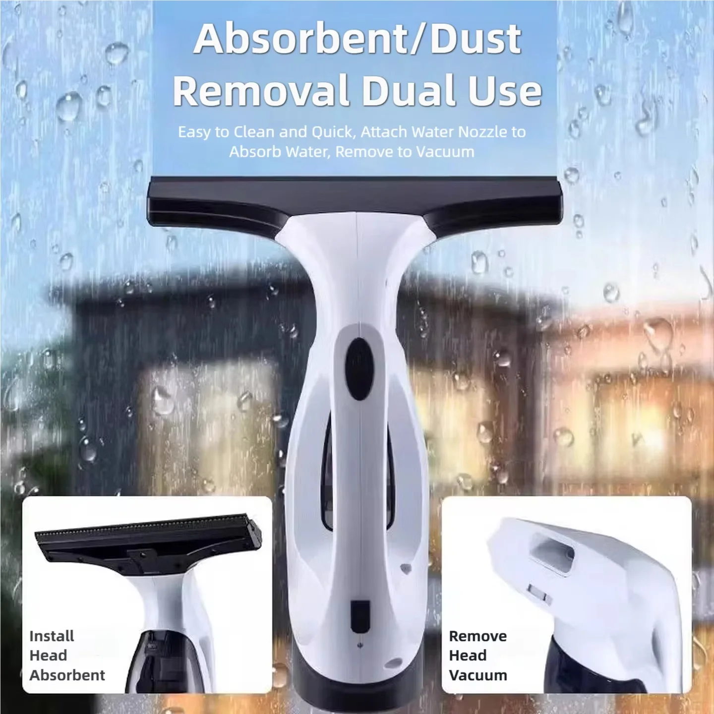 Household Cleaning Tools Silicone Head Glass Wiper Bathroom Tile Glass Strong Suction Window Cleaner Detachable Vacuum Cleaner