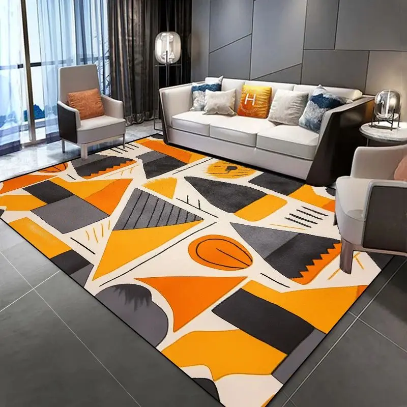 

VIKAMA Premium Orange and Black Rug, Oversized Floor Mat Ideal for Living Room Sofas and Bedrooms Home Decor Rug