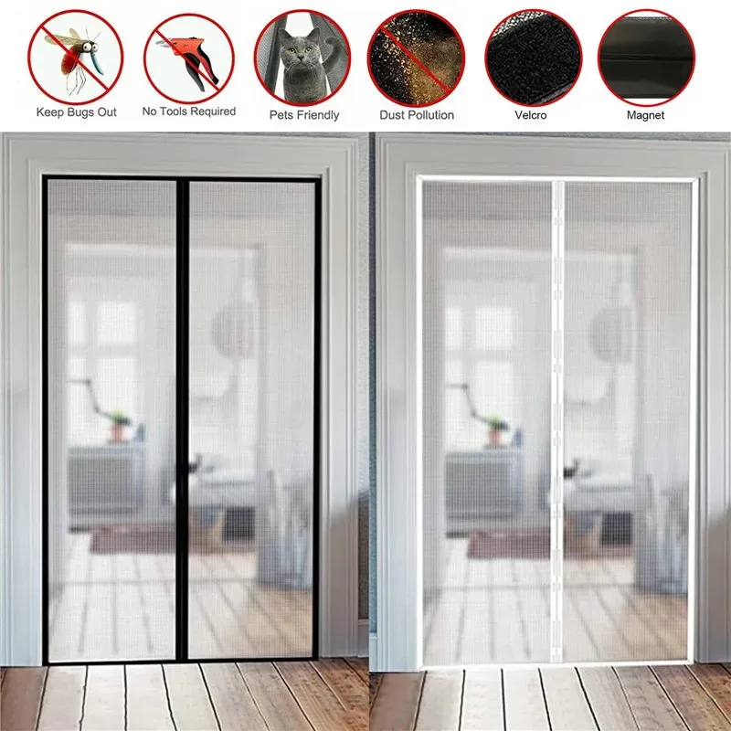 Multiple size Magnetic Mosquito Net Summer Anti Bug Fly Door Curtains Mesh Automatic Closing Door Screen Kitchen Sticker Curtain