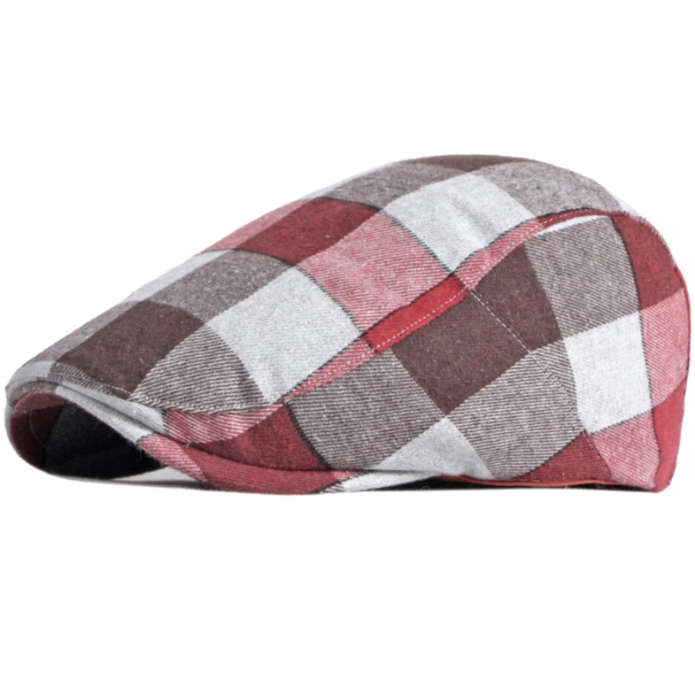 HT4653 Beret Cap Spring Summer Hat Men Women Cap Vintage Plaid Artist Painter Beret Hat Adjusted Ivy Flat Cap Male Female Berets