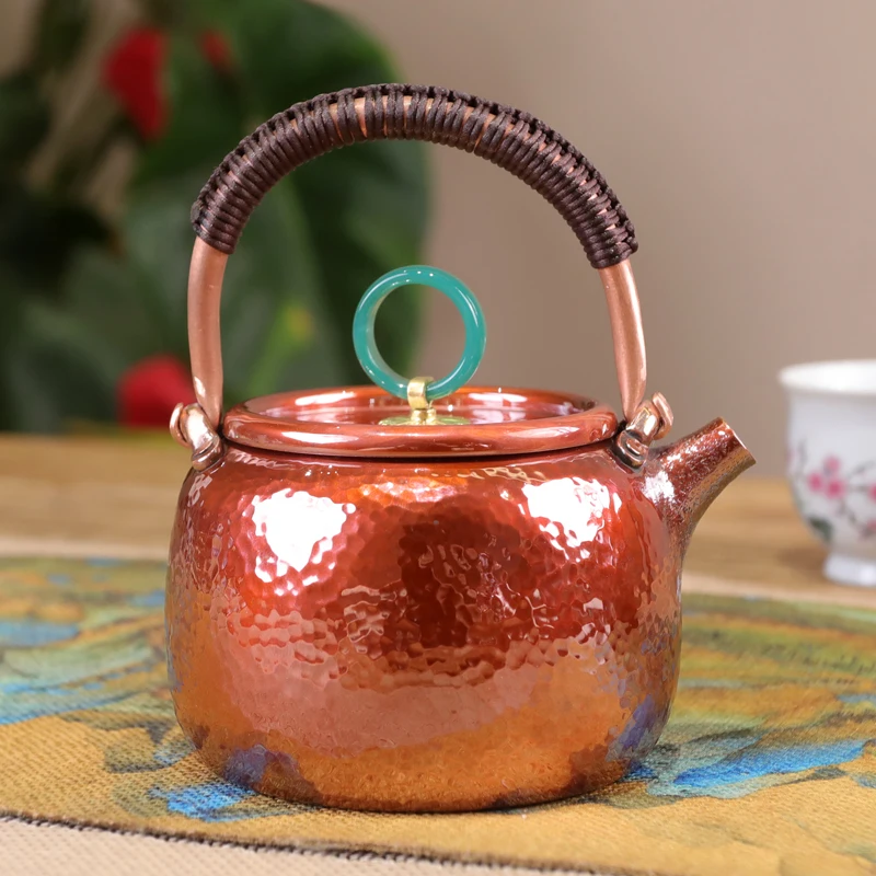 

300/450ml Pure Copper Boiling Tea Kettle Retro Style Handmade Copper Pot Large Capacity Health Care Teapot Boiling Kettles