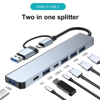 1 To 7 Type-c Expansion Dock Hub Multi Interface Splitter 7-in-1 USB Splitter Aluminum Alloy PD Type-C Docking Station