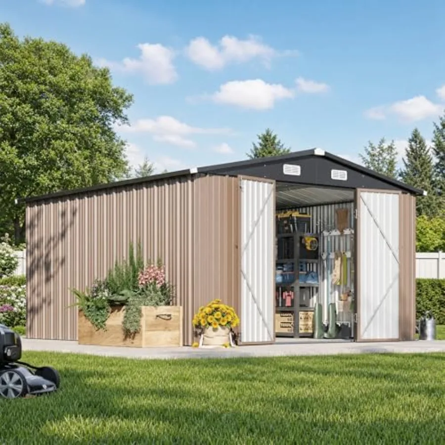 12 x 10Feet Outdoor Storage with Double Hinged Large Door