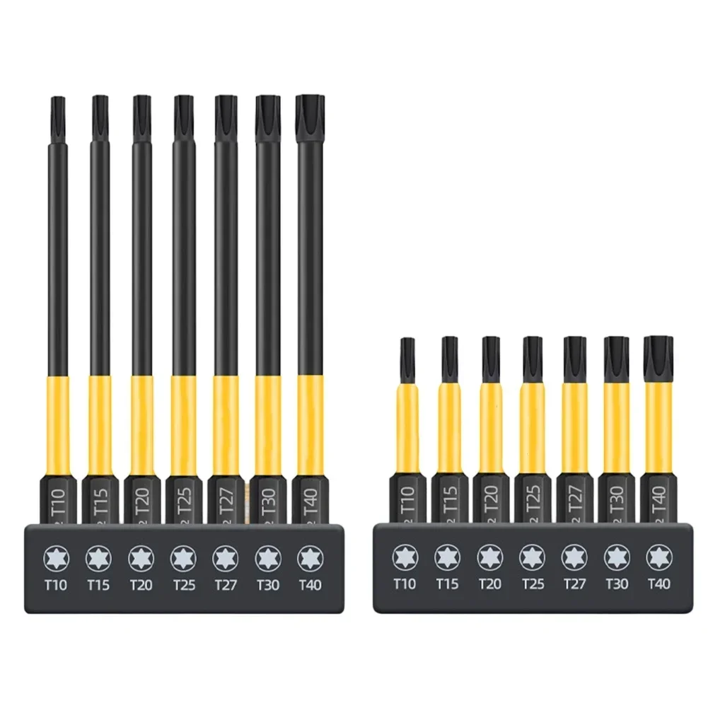 7pcs Magnetic Screwdriver Bit Set Torx Star 1/4 In Hex Shank Electric Screwdriver Bits Cross Head -Impact Screw Driver Bit