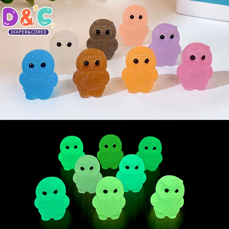 

2Pcs Cute Cartoon Luminous Owl Ornament Glow Animal Ornaments Micro Garden Landscape DIY Decorations Toys