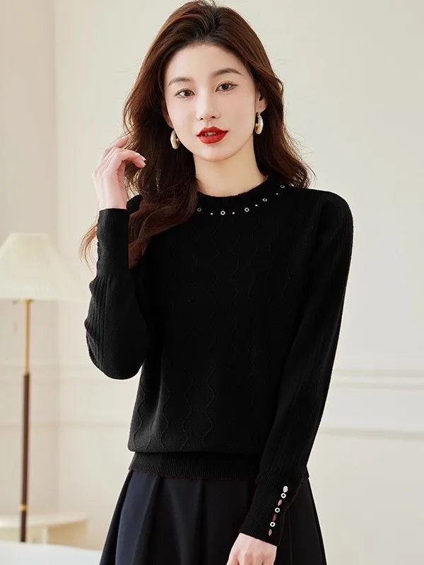 Herbst Winter f High Ne ort Gestrickte Pullover frauen Basis irt Innere Tragen Musoom Muster Warme Faionable Top