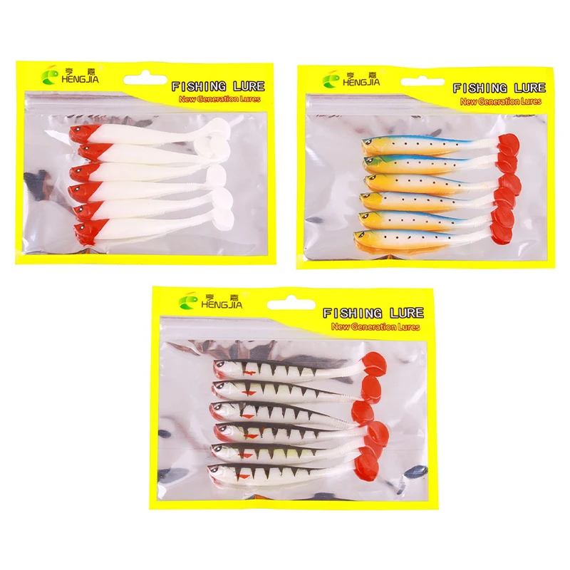 6PCS/SET Creature Baits Fishing Vinyls Soft Bait 9cm/4.1g Fishing Lure Fishing Pike Soft Rubber Bait Fishing Accessories