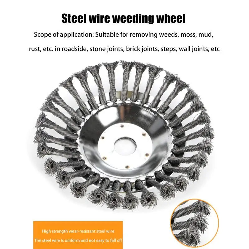 

Новая улучшенная универсальная насадка для триммера 6 дюймов: стальная щетка-диск для удаления сорняков, инструмент для садовых газонокосилок