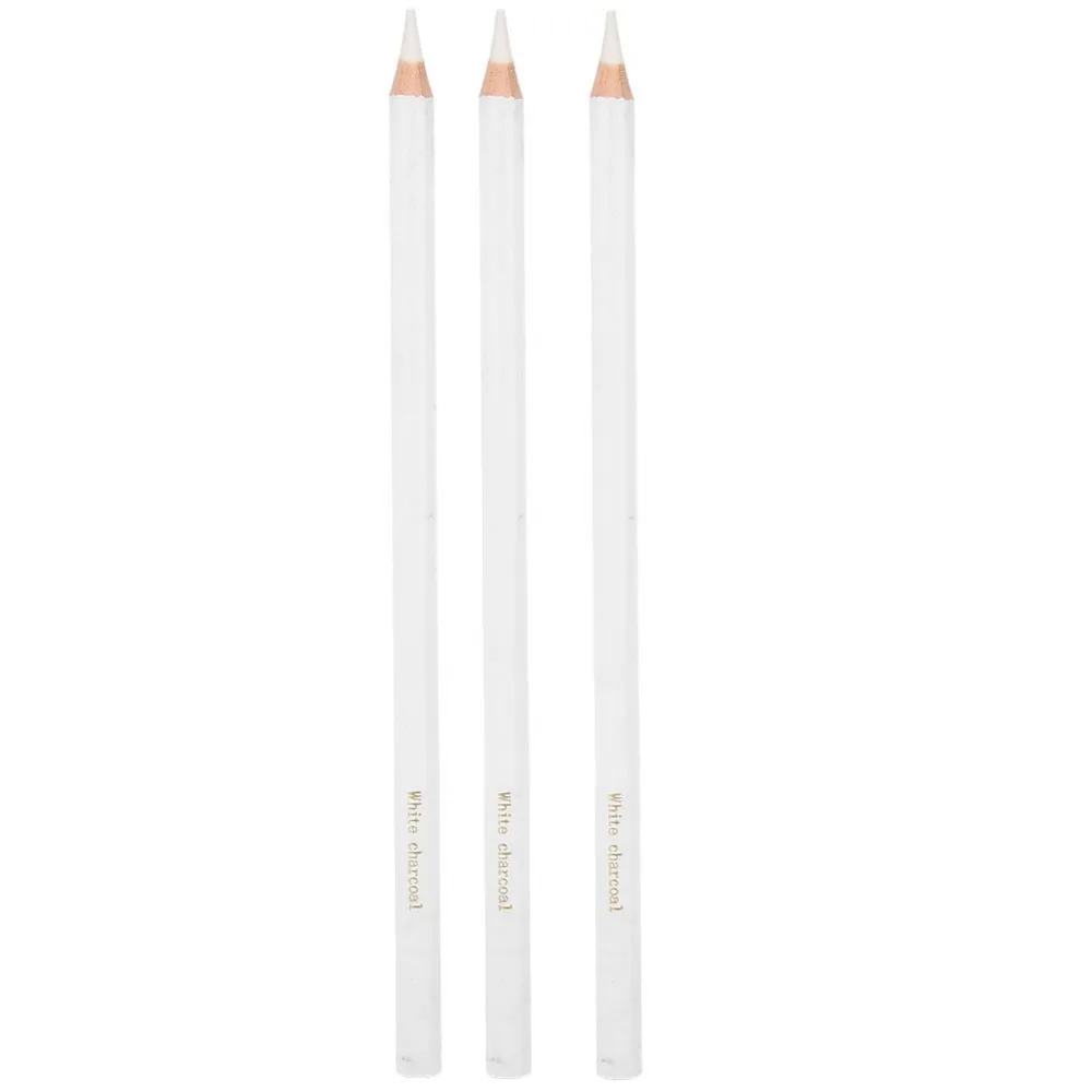 Art Supplies White Color White Charcoal Pencil Hard Soft Drawing Pencil 6.7inch Wooden Highlight Pen Sketching