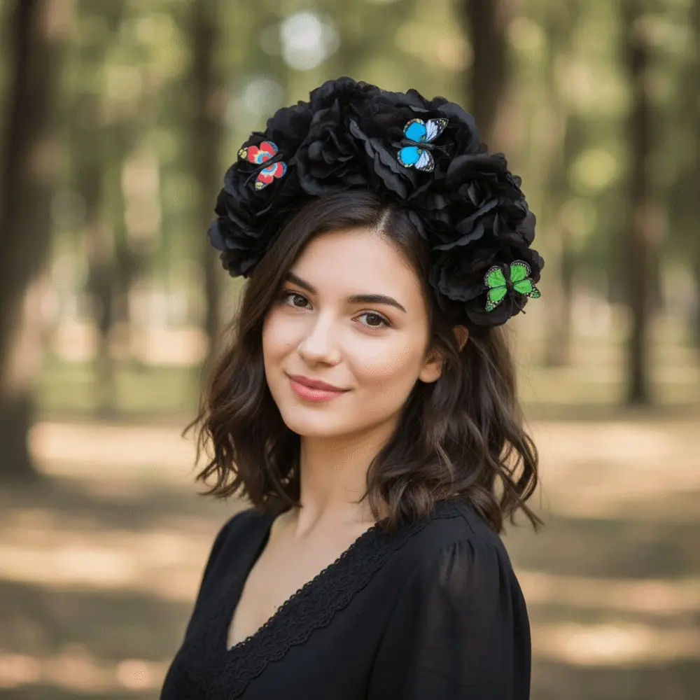 

Lightweight Artificial Camellia Headband Realistic Comfortable Halloween Hair Accessory Fabric Material Simulated