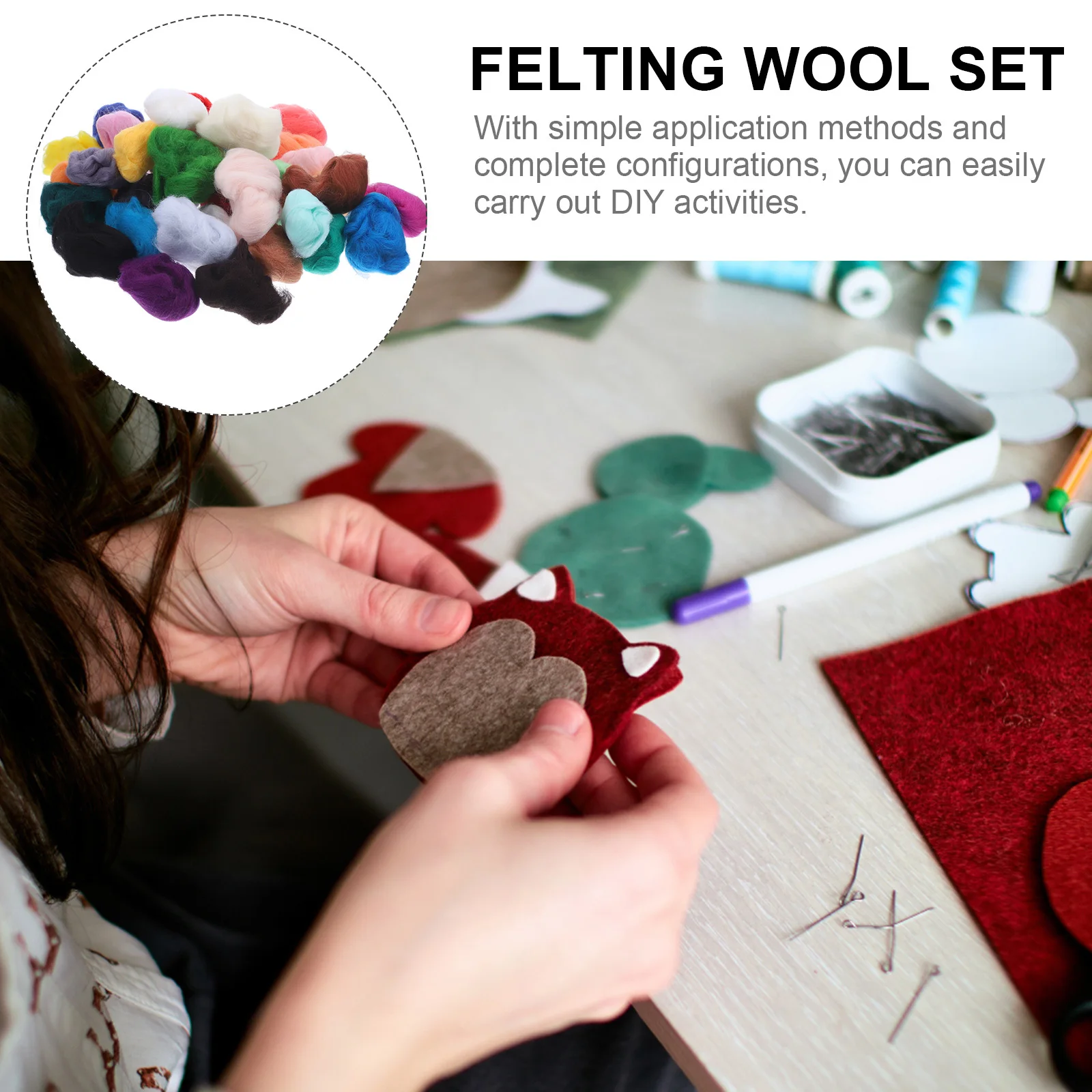 

36pcs Wool Kit Diy Felting Crafts Set Needle Felting Supplies For Adults Felt Diy Ornament Material Felt Craft Making Kit