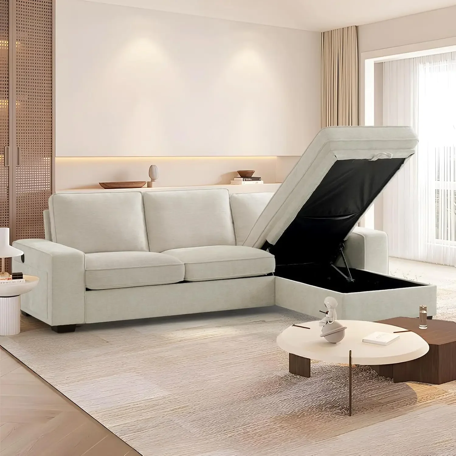 

Диван-трансформер TEKAMON, секционный диван 99 дюймов, с кушеткой, современный L-образный Реверсивный диван для гостиной, удобный