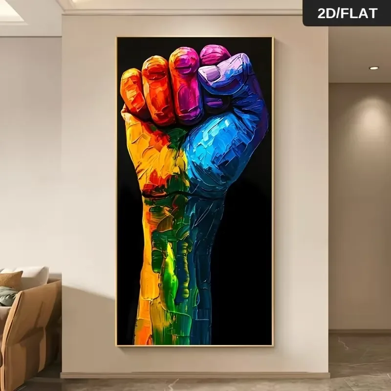 Abstract Colorful Fist Gesture of Encouragement Poster Prints Canvas Painting Wall Art Picture for LivingRoom Home Decor Cuadros