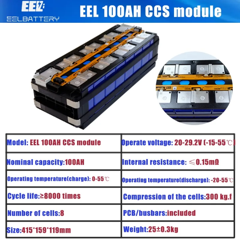 EEL 100ah 8pcs 25.6V 2560Wh solar power energy storage battery pack lifepo4 eve 100ah cell lithium battery charger module