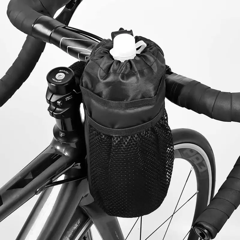 Fahrradtasche Fahrrad Flaschenhalter Lenker Vorbau Thermotasche mit Netztasche Kaffeetasse Halter Radfahren Wasserflasche Tragetasche