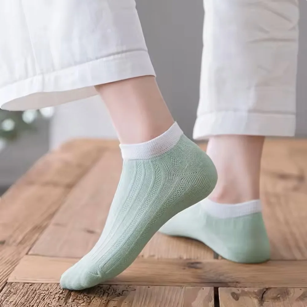 5 pares de nuevos calcetines cortos multicolores calcetines finos transpirables cómodos calcetines tobilleros que absorben la humedad para mujer