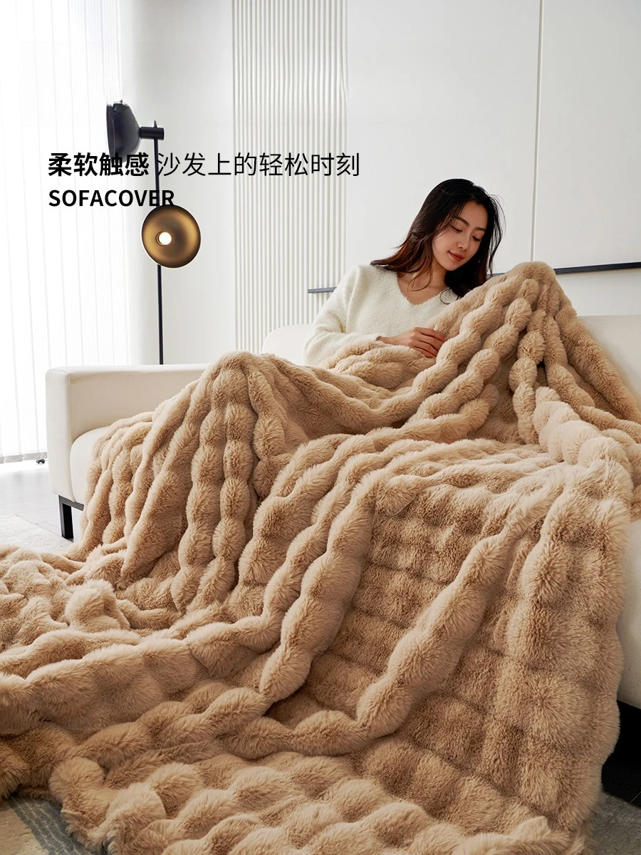 토끼 플러시 소파 쿠션 겨울 두꺼운 좌석 미끄럼 방지 커버 천 수건 가을과