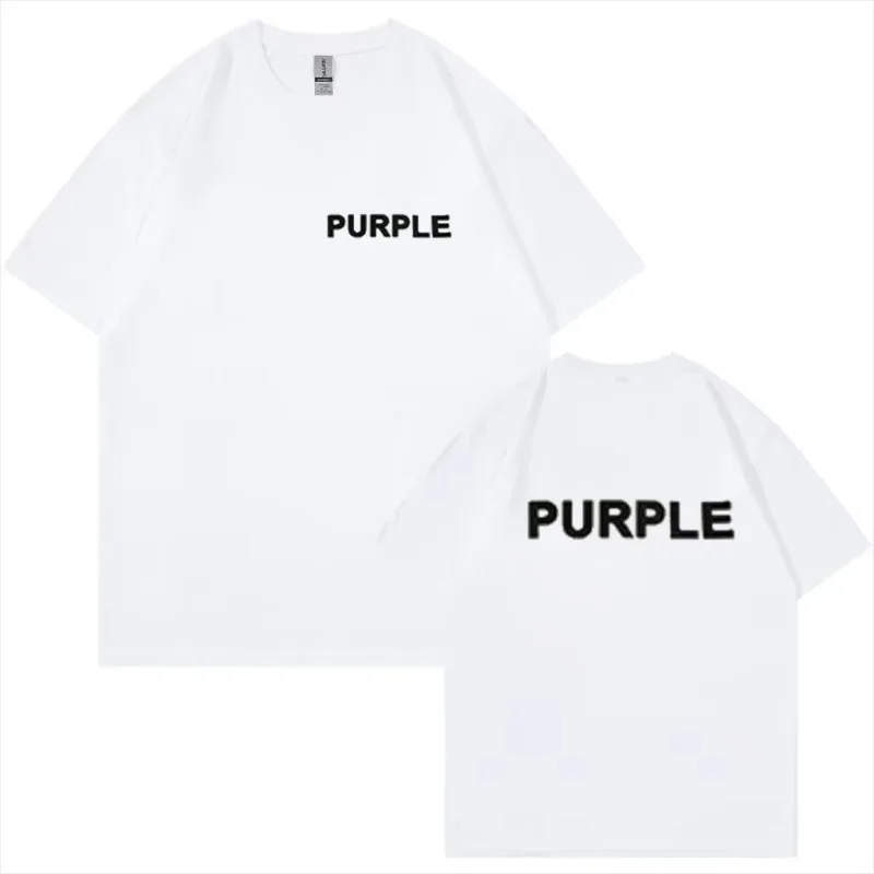 2024 Autumn Women New Fashion Brand Purple Brand Letter Printing Short Sleeve Designer Loose Men Plus Size Bottoming Top Tee