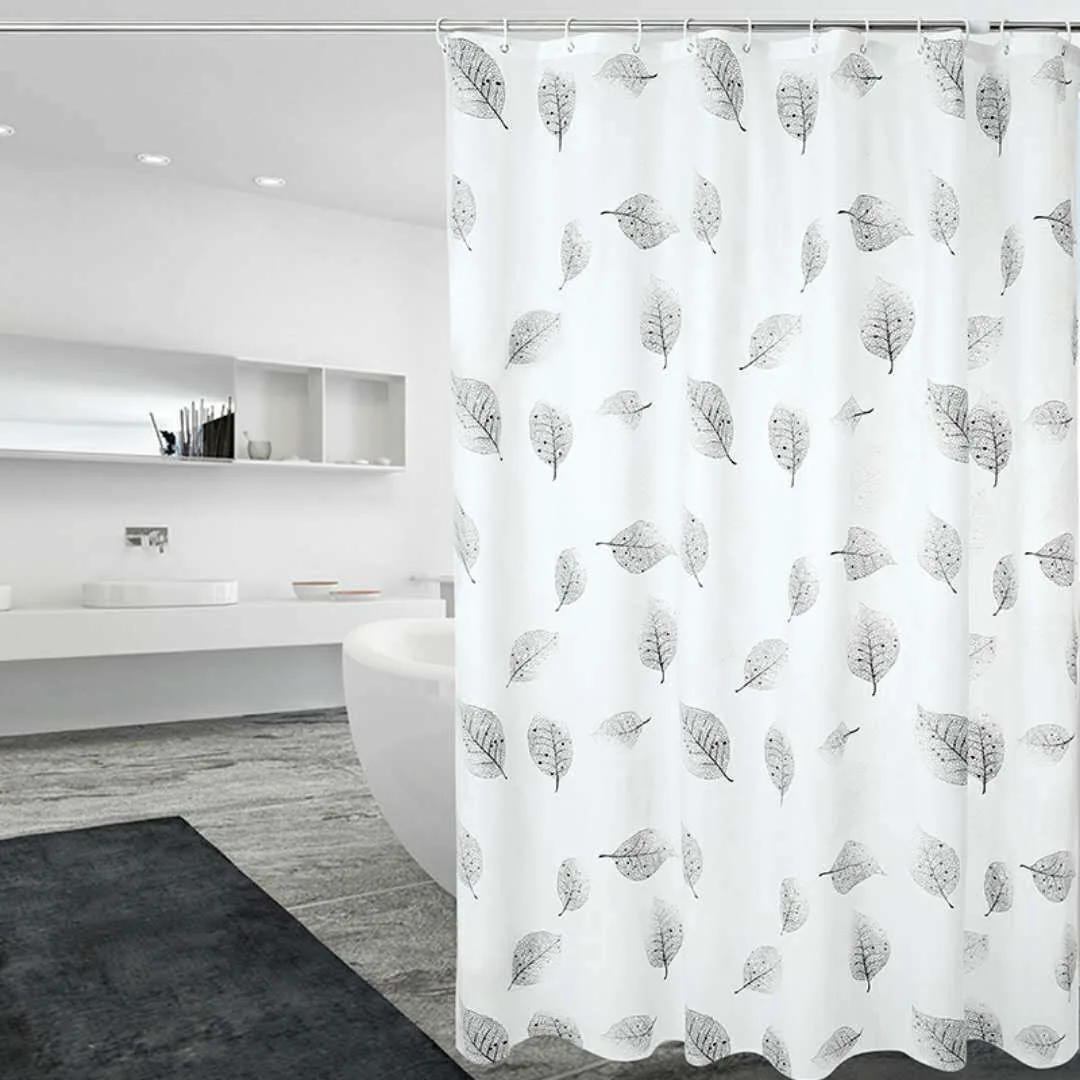 Simple Air Fresh Leaves Bathroom Shower Curtain Shielding Partition Shower Curtain Can Be Scrubbed Light Opaque