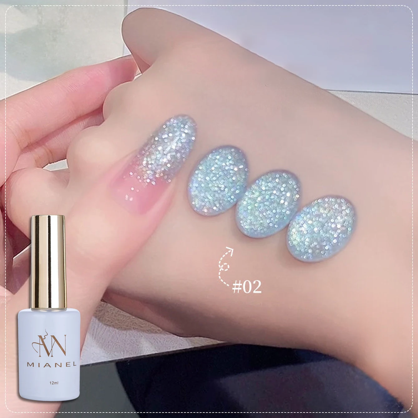 

12ML 1-6Pcs Hot Selling Summer Nails Ice Clear Special Fantasy Wedding Dress Fine Flash Blue Pink Green Glitter Gel Nail Polish