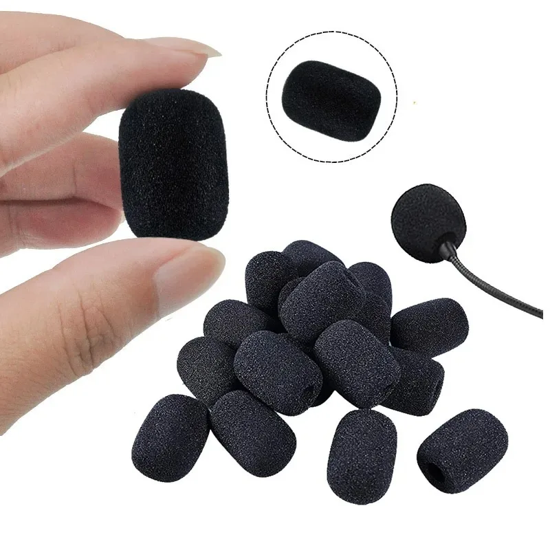 Black Mic Protector Replacement Headset Foam Covers Windscreen Windshield Sponge Covers Microphone Cover for Meeting Mic