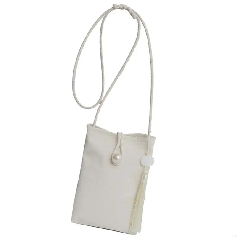 Traditional Shoulder Bag Pearls Ornament Mobile Pouches Soft PU Leather Phone Purse Versatile for Evening Parties