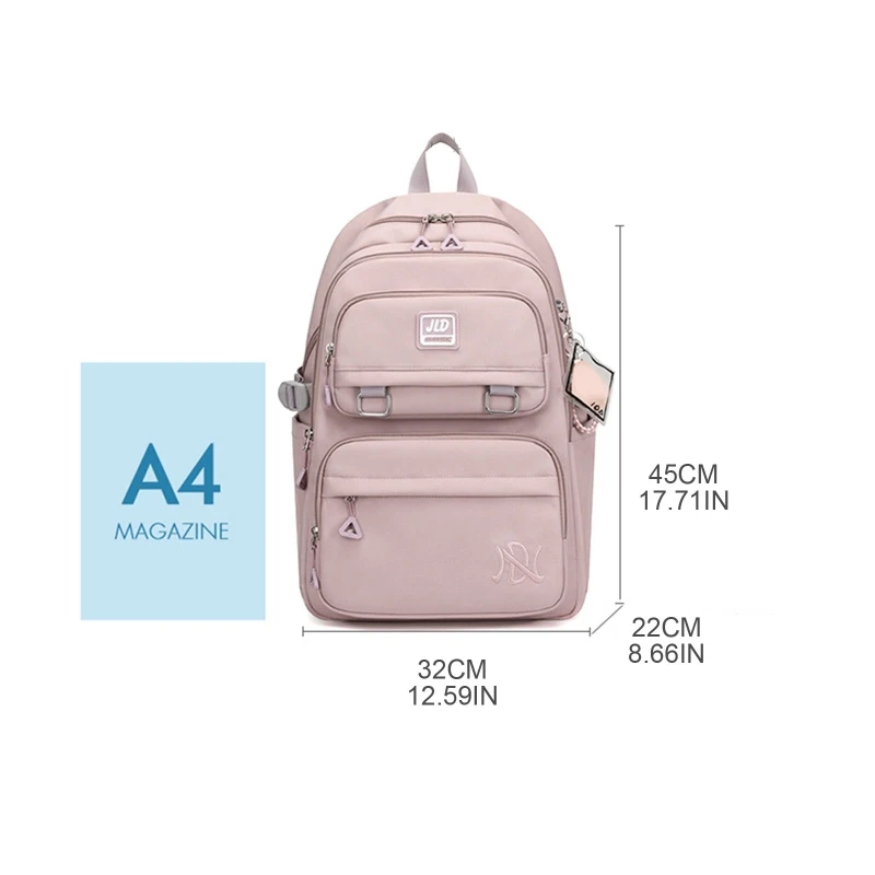 Rucksack Frauen Multi Pocket Nylon Reise Rucksack weiblich niedlich lässig Tages rucksack Schult asche Student Bookbag Teen Ins mit Schlüssel bund