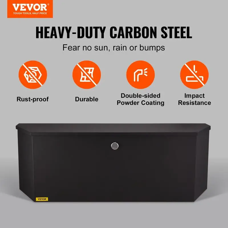 VEVOR Trailer Tongue Box, Carbon Steel Tongue Box Tool Chest, Heavy Duty Trailer Box Storage with Lock and Keys