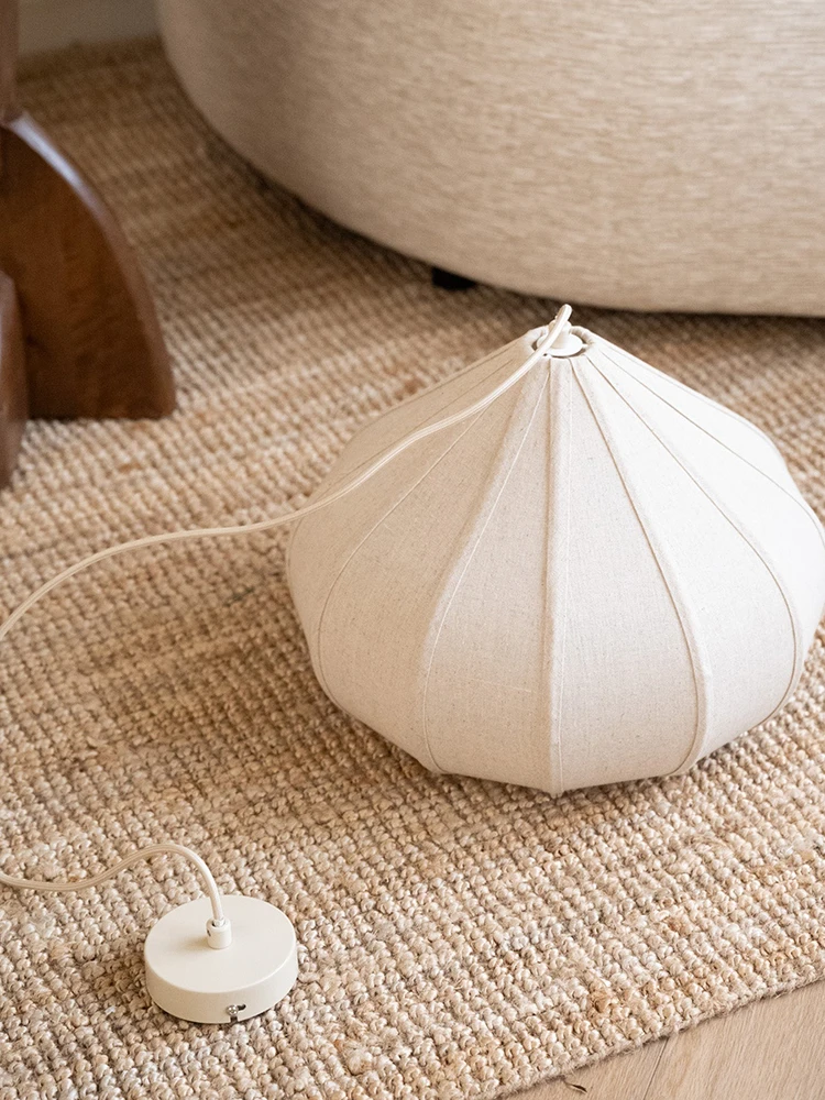 

Nordic Wabi Sabi Dining Table Light Fabric Led Pendant Lights Bedroom Shop Cloth Chandelier Home Decortion Hanging Lamp Fixtures