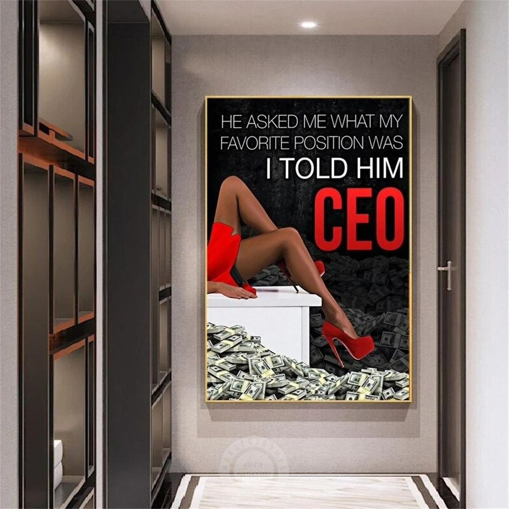 

CEO Motivational Quote Art Posters Prints Money Inspirational Canvas Painting Sexy Wall Art Picture for Office Home Decoration