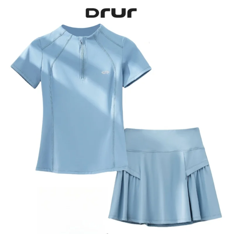 

DRUR 2pcs Tennis Skirt Set Women Summer Sports Suit 2 Piece Fitness Top Skort Sets Ladies Golf Wear Set Sportswear Outfits 2025