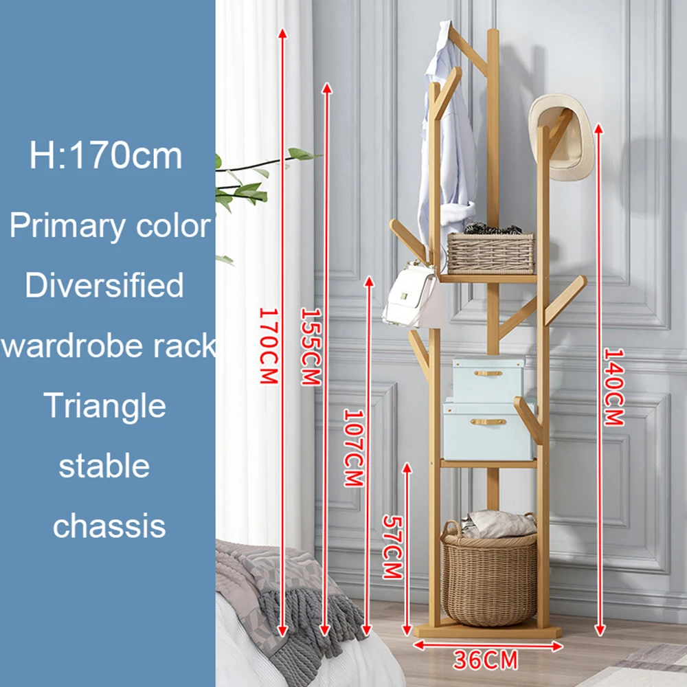 Hanger Pubescens rak mantel semua kayu Solid terpasang di lantai gantungan batang gantung tebal multifungsi furnitur rumah sederhana