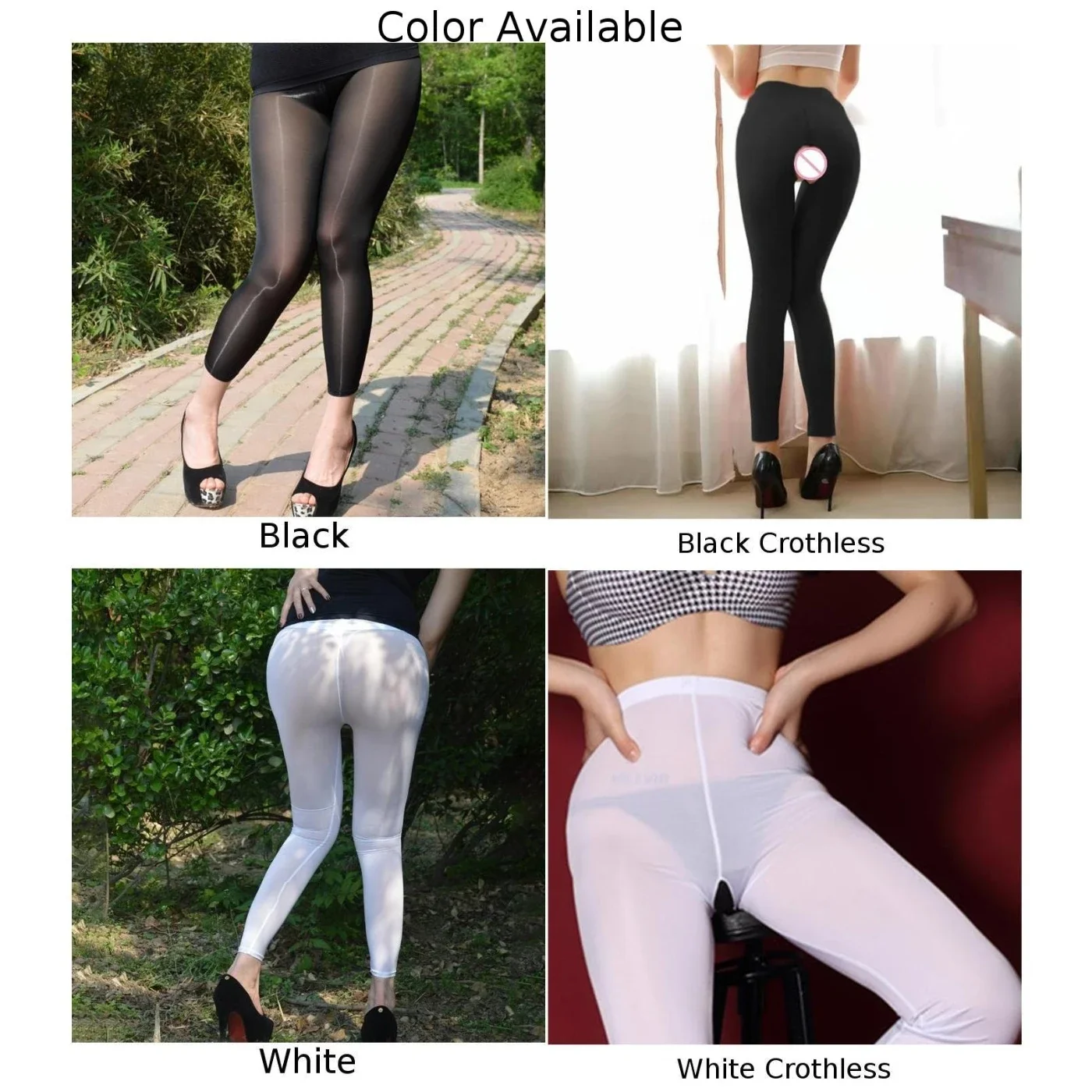 Womens Transparent See Through Elastic Long Ultra-Thin Pants Sheer Ultra Thin Leggings Skinny Exposed Butt Breathable Trousers