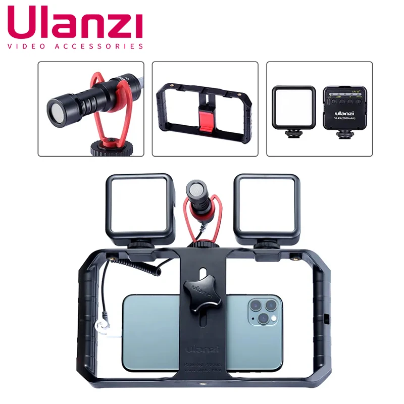 Ulanzi Smartphone Cage Filmmaking Case Small U Rig Hand Grip Phone Video Stabilizer With Cold Mount for iPhone 13 14 15 Android