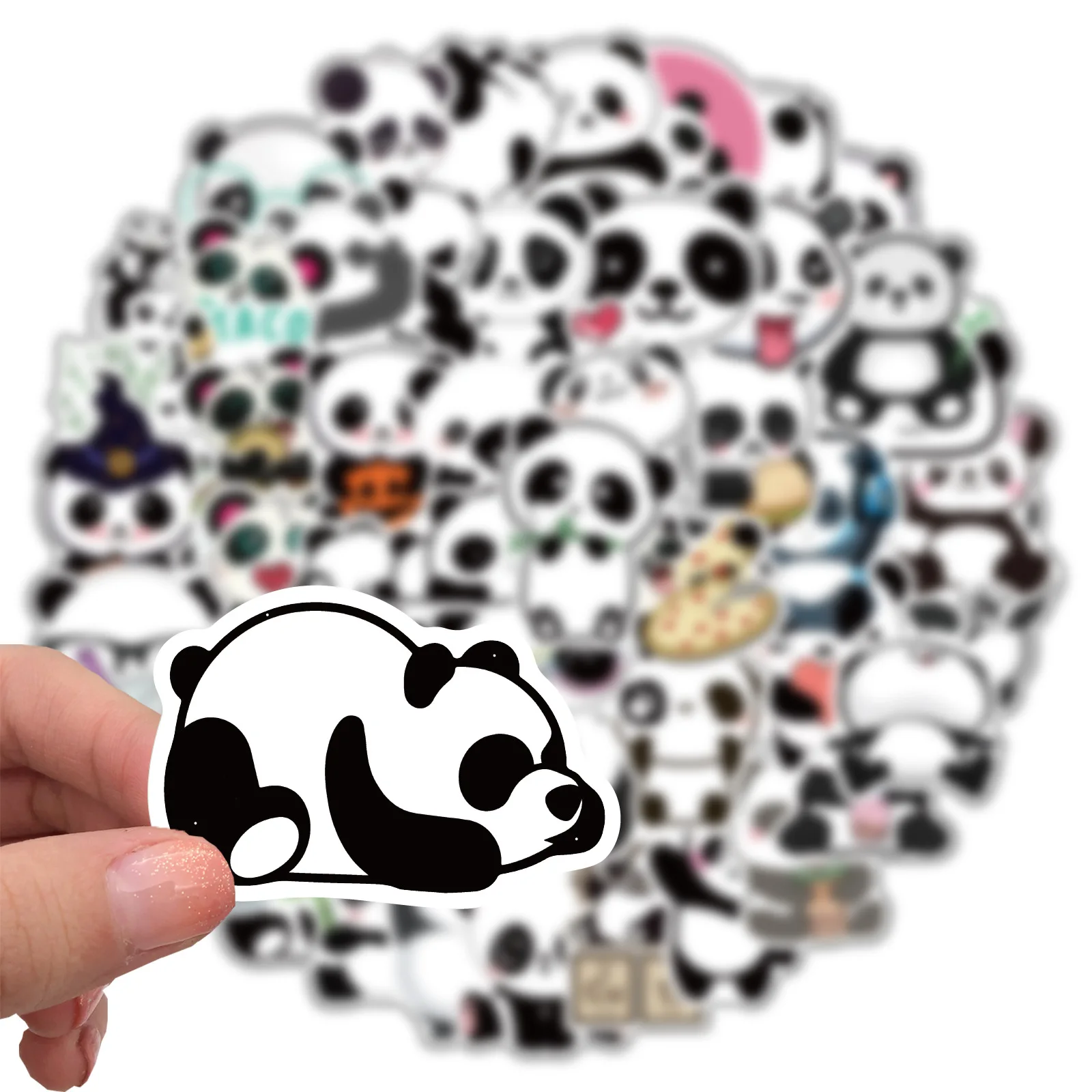 50pcs Cartoon Panda DIY Sticker Personalized Trunk Guitar Skateboard Sticker Pack Cute Laptop Skin Waterproof Phone Case Sticker