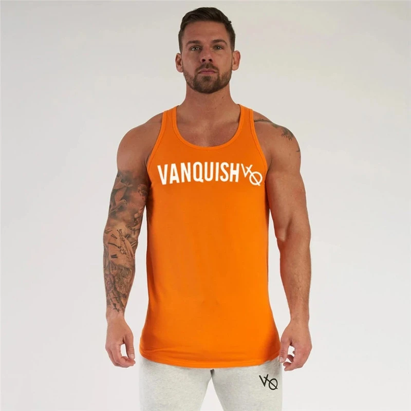 Summer New Cotton Printed Vest Sports Fitness Outdoor Jogging Fitness Quick Drying Breathable Fashion Men's Wear