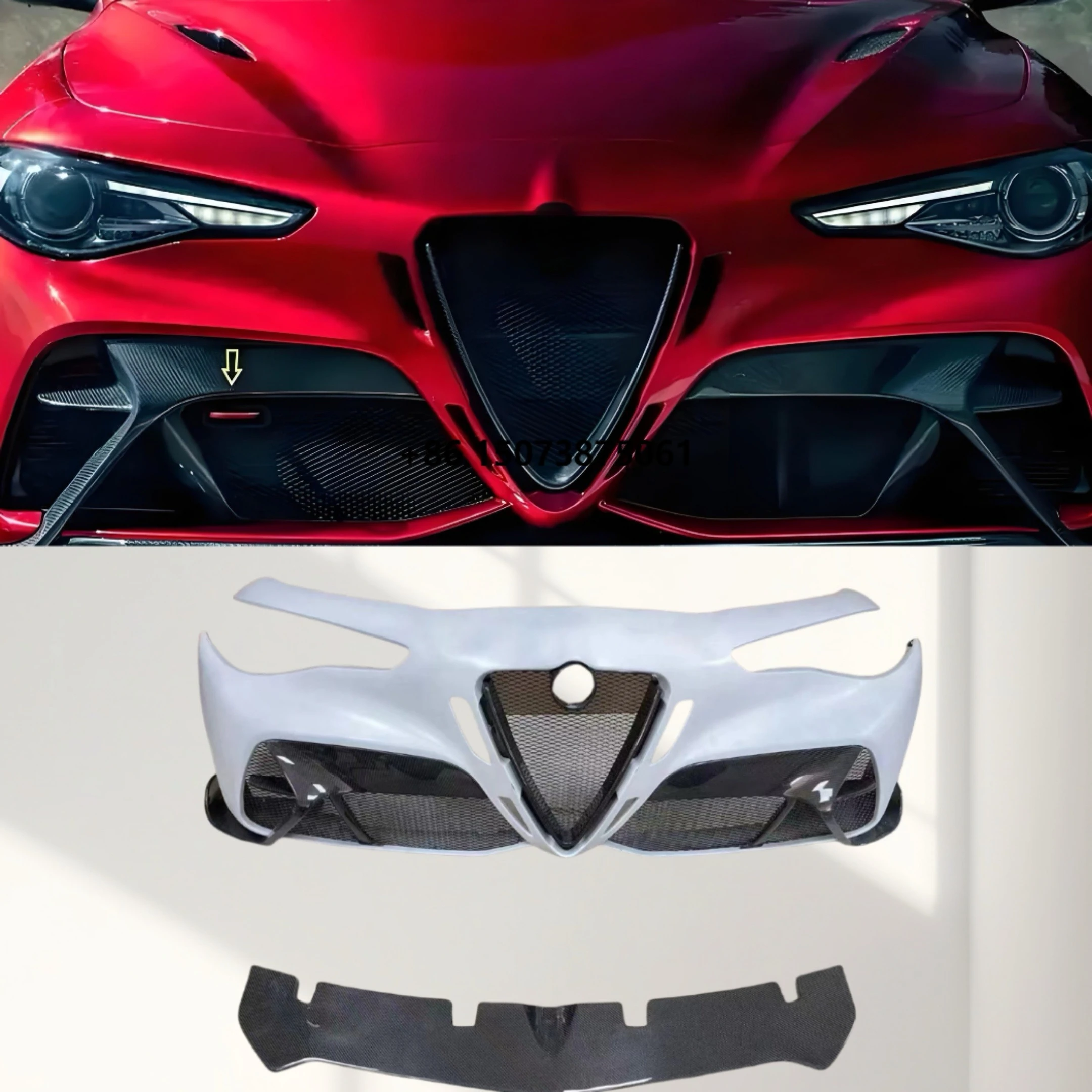 Giulia Upgraded GTAM Kit Front Bumper Rear Bumper Fender Hood Spoiler Wheel Carbon Fiber