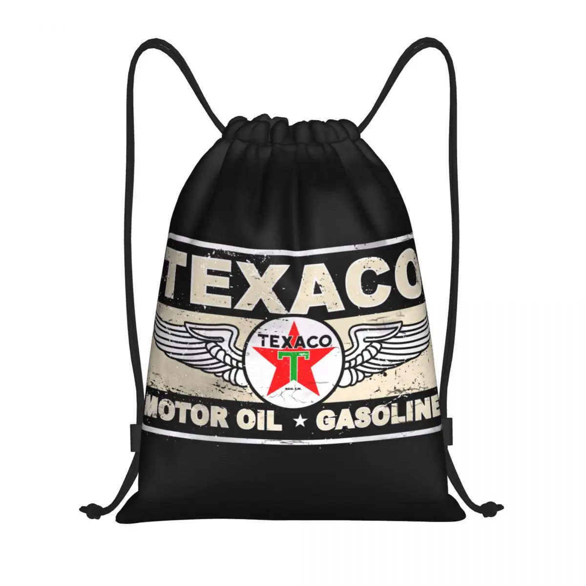 Custom Vintage Texaco Sign Drawstring Backpack Bags Women Men Lightweight Gym Sports Sackpack Sacks for Training