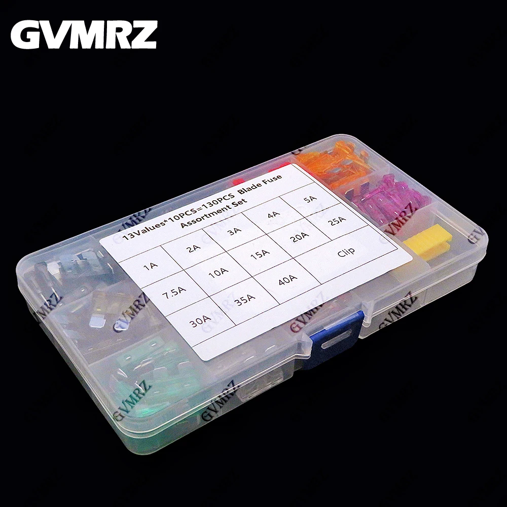 Standard Blade Car Fuse Assortment,130PCS/Set 1A 2A 3A 4A 5A 7.5A 10A 15A 20A 25A 30A 35A 40A Car Fuse Set Diy Electronic Pack