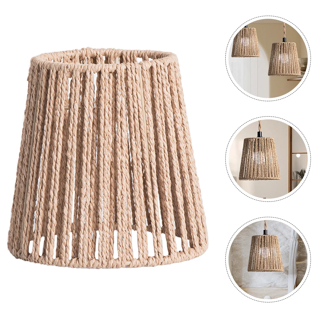 Pendant Lights Rope Lampshade Cover Manual Chandelier Khaki Lampshades Small Weaving for Ceiling
