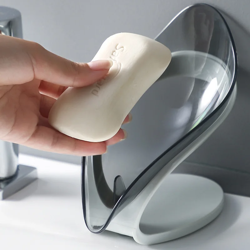 1pcs Bathroom Soap Holder Leaf Shape Dish Soap Kitchen Sponge Box Storage Non-slip Drain Soap Case Container Bathroom Accessorie