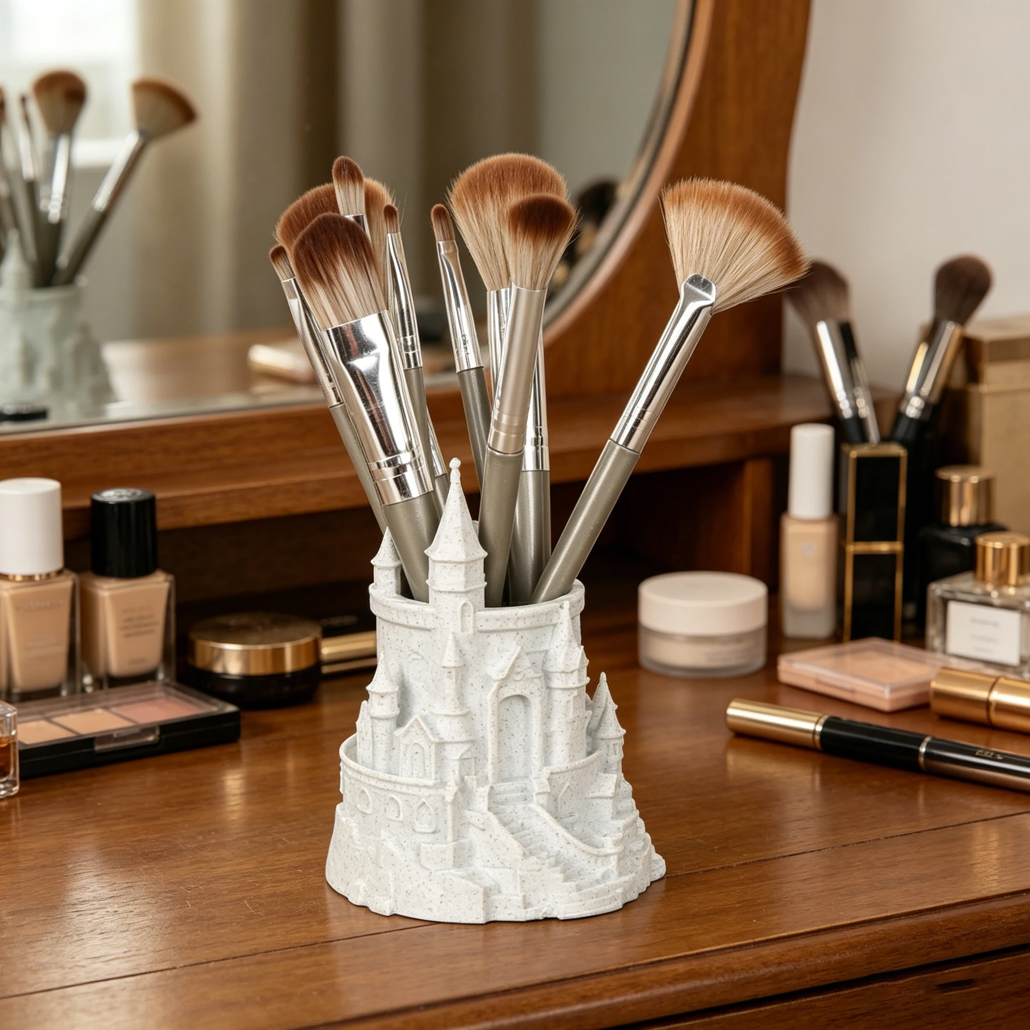 

Cross-Border Creative Magic Castle Shaped Pen Holder For Desktop Stationery & Makeup Brush Storage & Decor Scenario