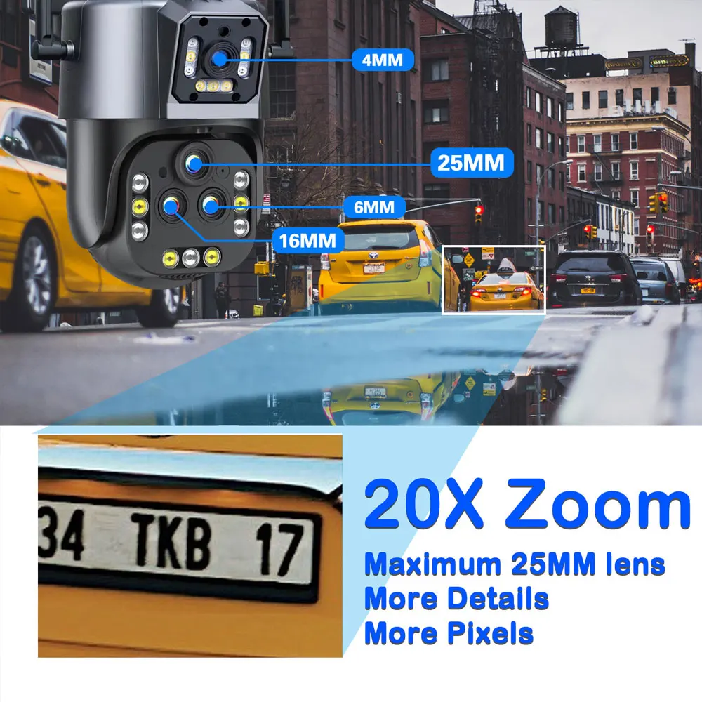 IPC360 Home 8K 16MP 20x Zoom WiFi PTZ Network Camera Outdoor AI Automatic Tracking 100M-150M Color Night Vision Security Camera